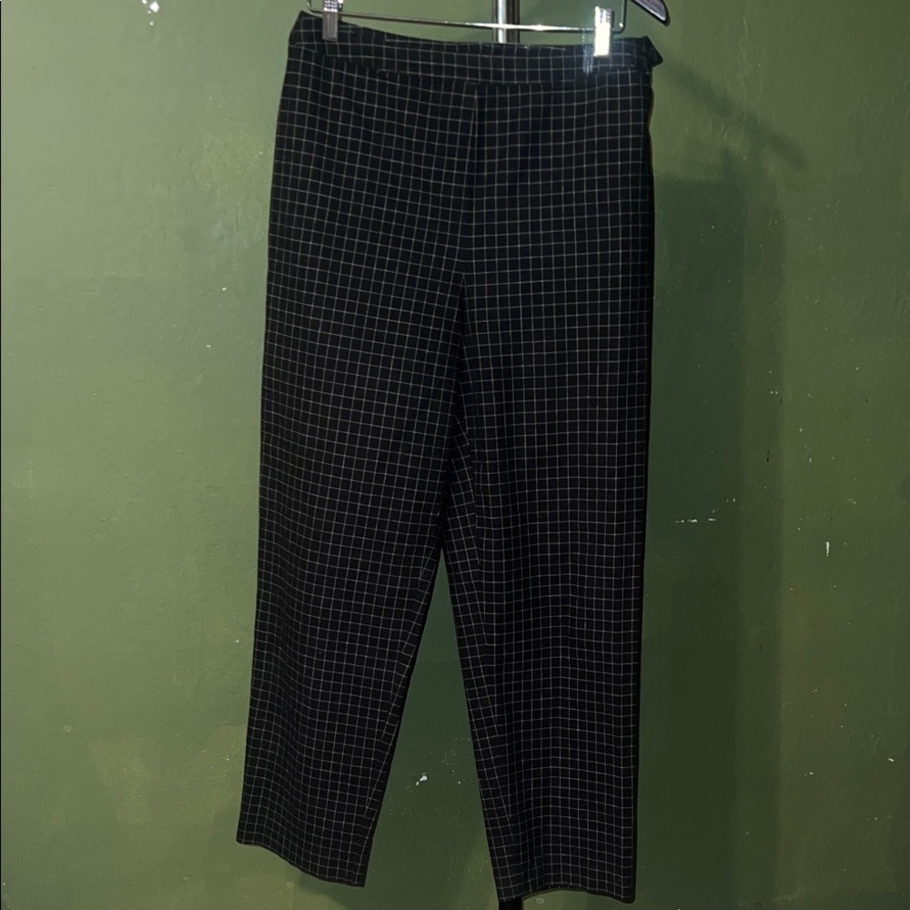 Charter Club Black Grid Pattern Trousers
